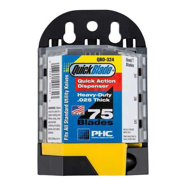 Pacific Handy Cutter Utility Blade w/Dispenser, 3/4 In. W, PK75 - QBD324
