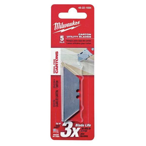 Milwaukee Tool 5 PC Carton Utility Knife Blades - 48-22-1934
