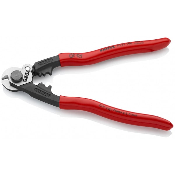 Knipex Wire Rope Cutter, Center Cut, 7 1/2 in - 95 61 190 SBA