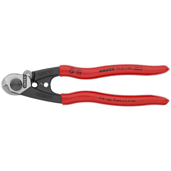 Knipex Wire Rope Cutter, Center Cut, 7 1/2 in - 95 61 190 SBA