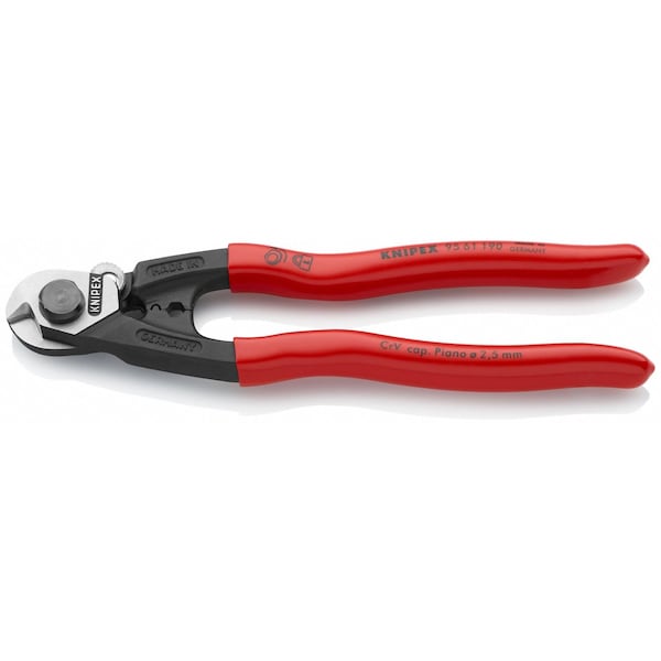 Knipex Wire Rope Cutter, Center Cut, 7 1/2 in - 95 61 190 SBA