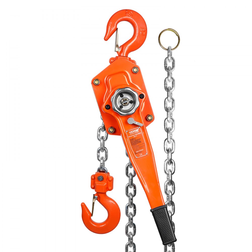 VEVOR Manual Lever Chain Hoist, 3 Ton 6600 lbs Capacity 20 FT Come Along, G80 Galvanized Carbon Steel with Weston Double-Pawl Brake, Auto Chain Leading & 360° Rotation Hook, for Garage Factory Dock - CGSBHLH3T20FT1N2RV0