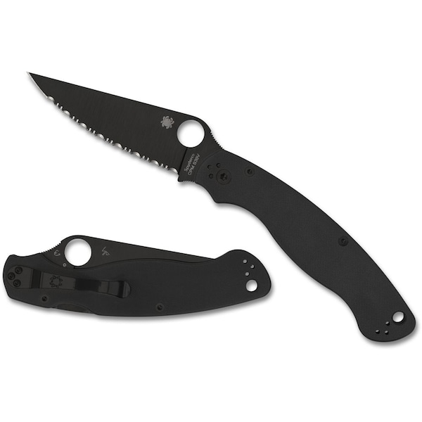 Spyderco 2024 Spyderco Reveal 13 Military 2 Black G-10 Black Blade, Serrated Edge - SPY-C36GSBK2