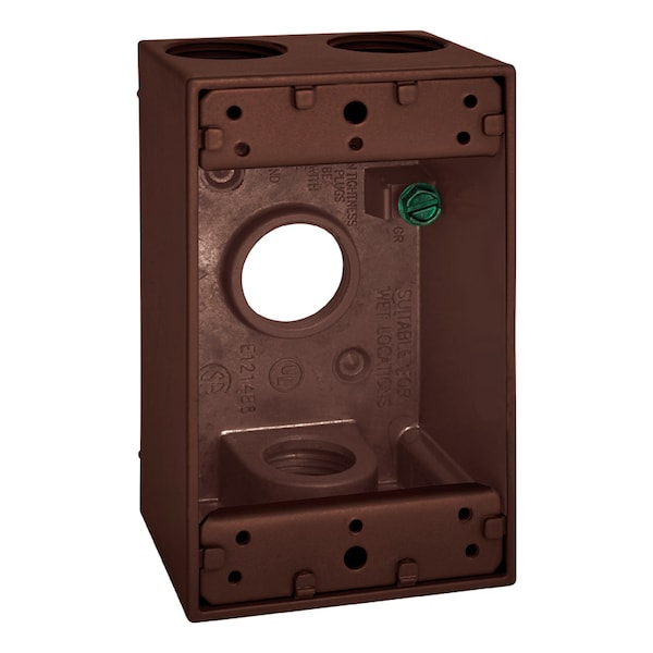 Sigma Electric Electrical Box, Outlet Box Type, 1 Gang, Die-Cast Metal - 14251BR
