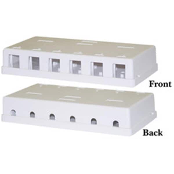 Cable Wholesale Cable Wholesale Blank Surface Mount Box for Keystones; 6 Hole; White - 300-3146E