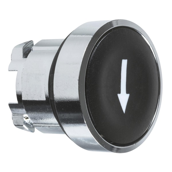Botón pulsador no iluminado Schneider Electric, Harmony XB4, metal, a ras, negro, 22mm, retorno por resorte, marcado FLECHA ABAJO - ZB4BA335