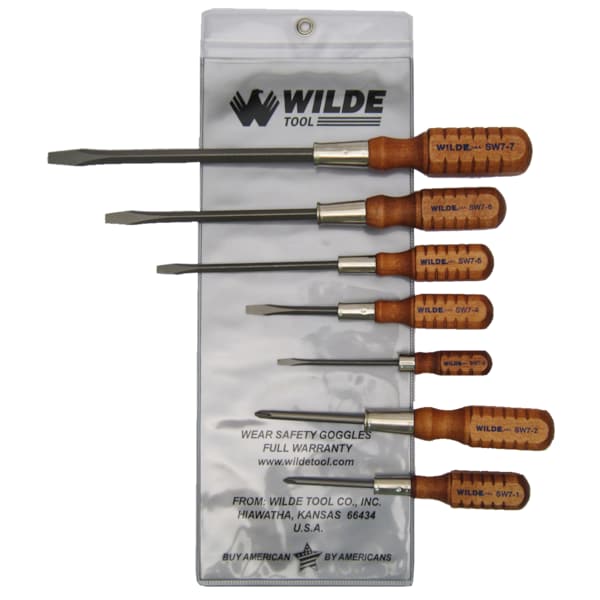 Wilde 7-PIECE WOODEN HANDLE SCREWDRIVER SET-VINYL POUCH - SW7/VP