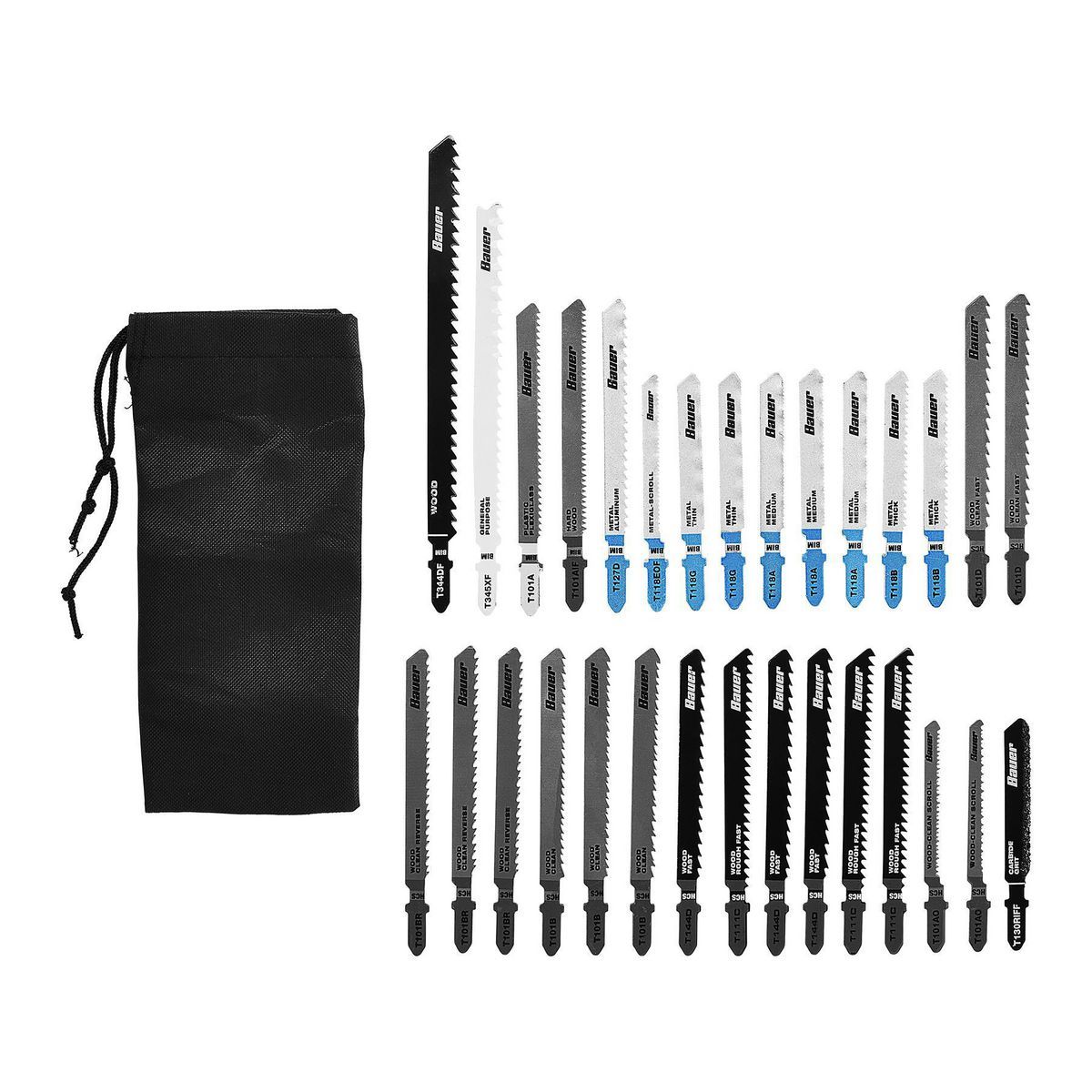 Set de hojas de sierra caladora Bauer de uso general con mango en T, 30 piezas - 64071