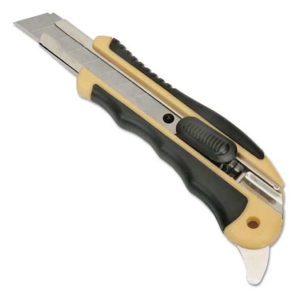 Sticky Situation NSN 18 mm Snap-Off Utility Knife with Cushion Grip Handle  Yellow &amp; Black - ST3197916