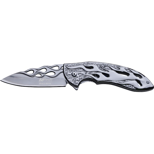 Master Cutlery 2017 Master Mtech Usa 4.75Ingrey Chrome Fldr, Bld & Hndl W/ Cut Out Flaming P, W/Clip - MAS-MT-A822GY
