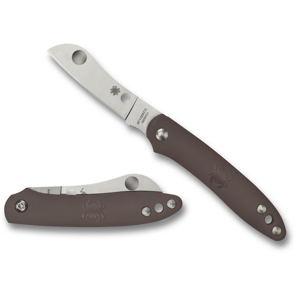Spyderco 2023 Spyderco Roadie, Lightweight Brown, Plain Slip Joint Lock, Reveal 7 - SPY-C189PBN