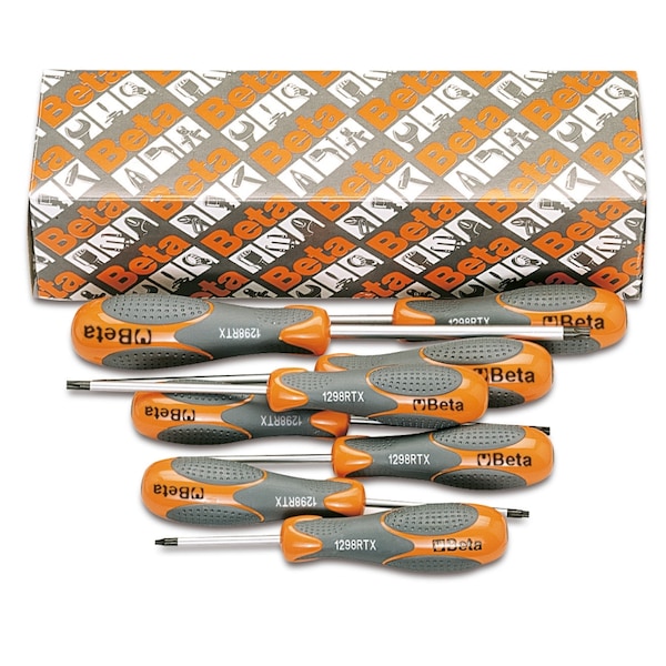 Beta 1298RX Set of 8 Screwdrivers for Tamper Resistant Torx Head Screws, T9-T40 - 012980308