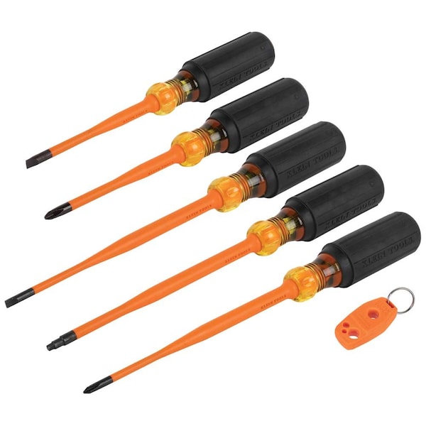 Klein Tools Screwdriver Set, 1000V Slim-Tip Insulated and Magnetizer, 6-Piece - 33736INS