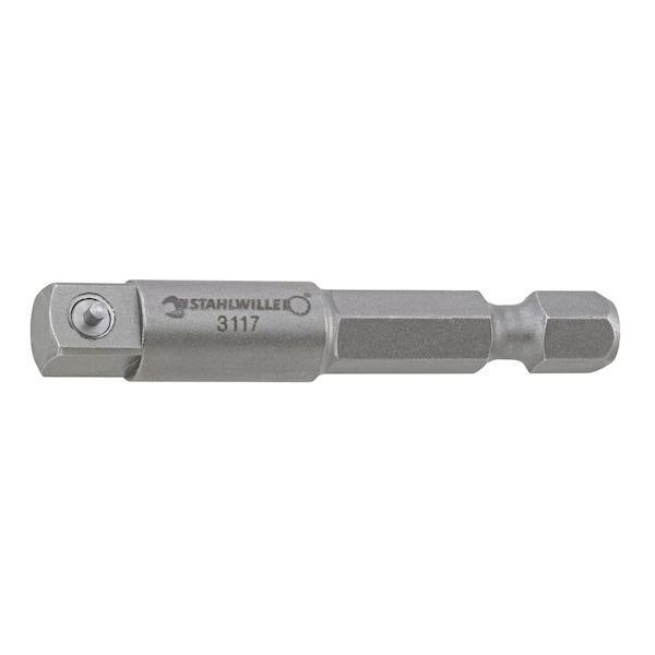 Stahlwille Tools Bit connector, machine operated, input hex 1/4'', output square 1/2'', L. 50 mm - 3119 BIT-VERBINDUNGSTEIL, MASCHINENBETAETIGT