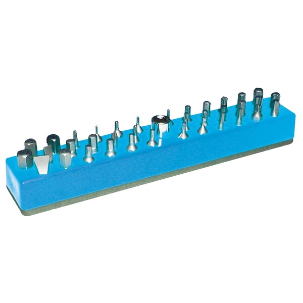 Mechanics Time Saver 1/4 in. Magnetic Neon Blue 37-Piece Bit Holder - 580