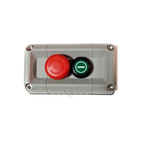 Springer Controls Co T.E.R., F71FG11000000001 Estación de Control Montada en Pared VICTOR, Gris, 2 Orificios, Paro de Emergencia + Inicio - F71FG11000000001