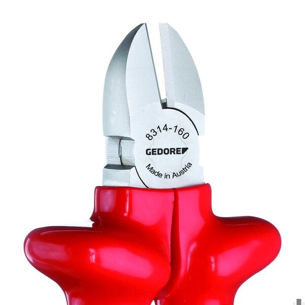 Gedore Insulated Diagonal Cutter, 6-1/4", Handle Type: VDE Dipped - VDE 8314-160