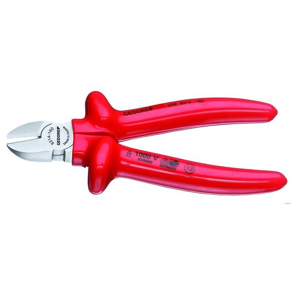 Gedore Insulated Diagonal Cutter, 6-1/4", Handle Type: VDE Dipped - VDE 8314-160