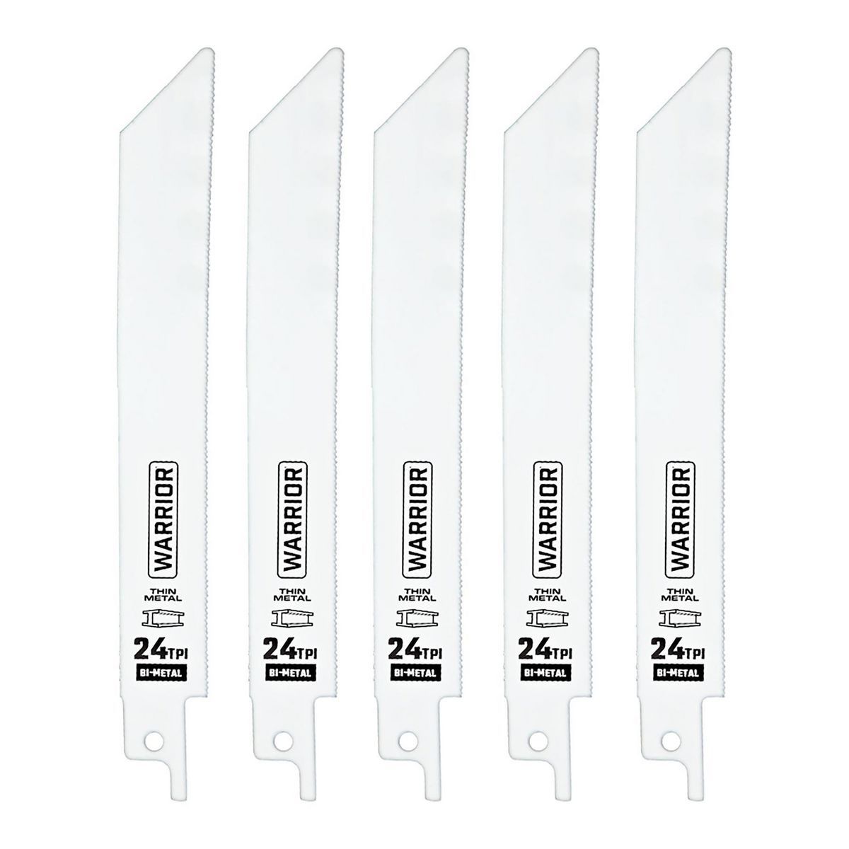 Cuchillas de sierra reciproca bimetálicas para corte de metal Warrior de 6 pulgadas y 24 TPI, paquete de 5 - 68035.