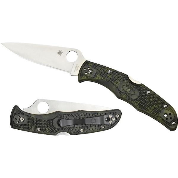 Spyderco 2024 Spyderco Endura 4 Lightweight Green Zome Flat Ground Plain - SPY-C10ZFPGR