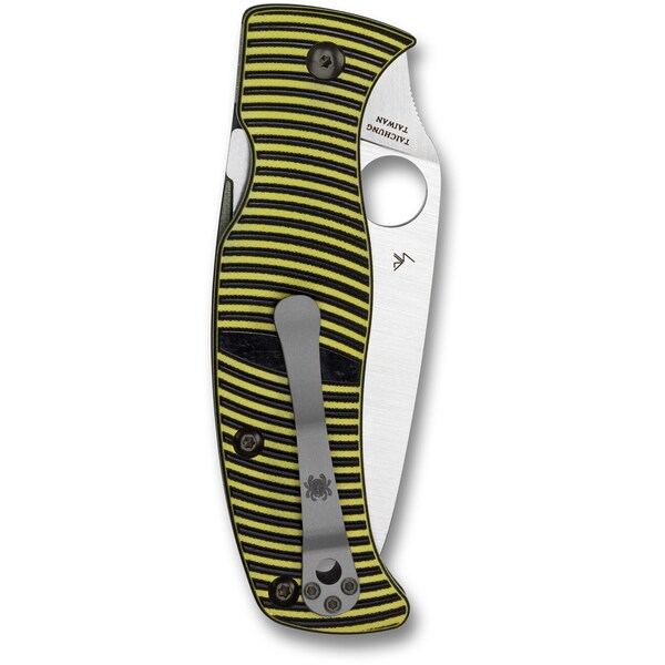 Spyderco 2024 Spyderco Caribbean G-10 Yellow/Black Lc200N /Leaf Shape Plain - SPY-C217GP