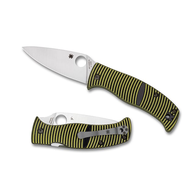 Spyderco 2024 Spyderco Caribbean G-10 Yellow/Black Lc200N /Leaf Shape Plain - SPY-C217GP