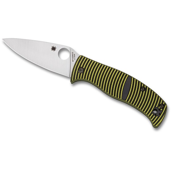 Spyderco 2024 Spyderco Caribbean G-10 Yellow/Black Lc200N /Leaf Shape Plain - SPY-C217GP