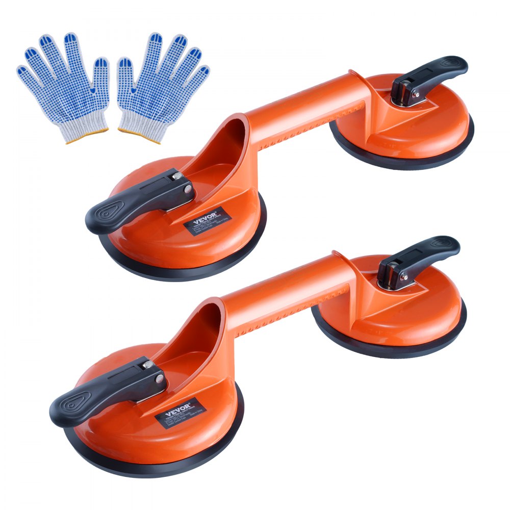 VEVOR Glass Suction Cup, 4.7" 2 Pack 330 lbs Load Capacity, Vacuum Suction Cup with Aluminum Handle, Heavy Duty Industrial Suction Cup Lifter Tool for Glass, Granite, Tile, Metal, Wood Panel Lifting - STXPJSSB2J47WWWF0V0