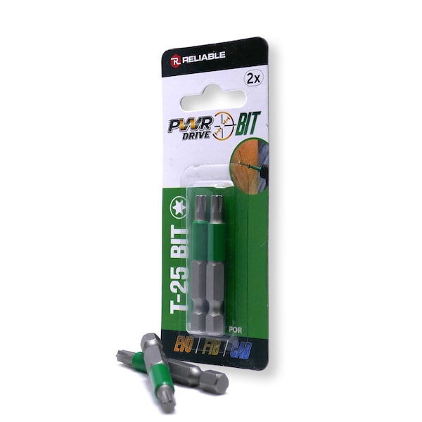 Richelieu T25 2-inch Torx Driver Bit, Green Finish, 2PK - TDBPWT252MR