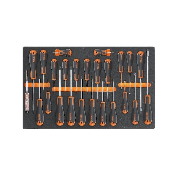Beta M213 25 Piece Easy Screwdriver Set - Slotted, and with Foam Tray - 024500213