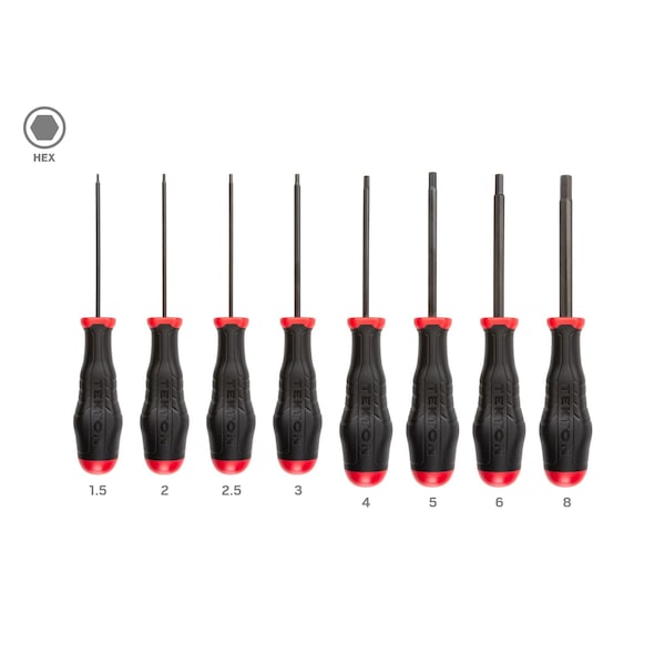 Tekton Hex High-Torque Black Oxide Blade Screwdriver Set, 8-Piece (1.5-8 mm) - DHX91204