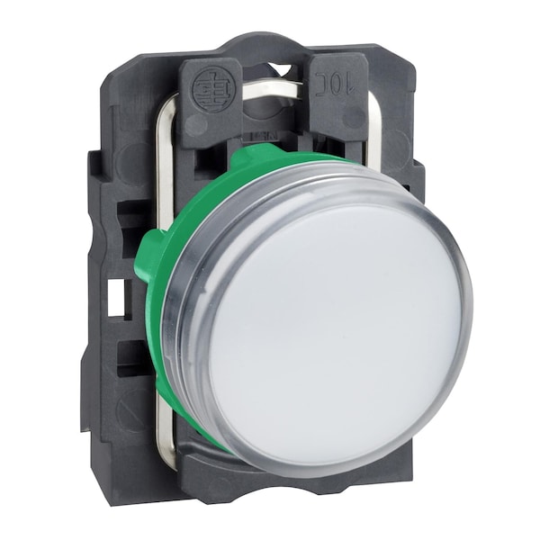 Luz piloto Schneider Electric, Harmony XB5, plástico gris, blanco, 22mm, LED universal, lente lisa, 230...240V CA - XB5AVM1