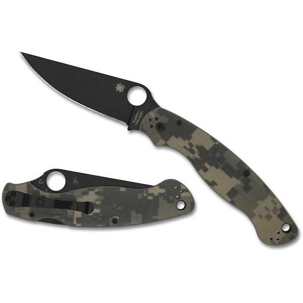 Spyderco 2024 Spyderco Reveal 13 Military 2 Camo G-10 Black Blade, Plain Edge - SPY-C36GPCMOBK2