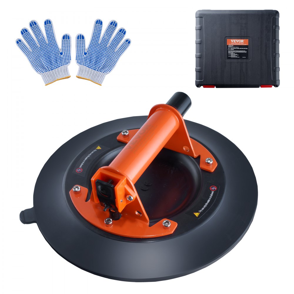 VEVOR Glass Suction Cup, 10" 990 lbs Load Capacity, Vacuum Suction Cup with Steel Handle & Carry Box, Heavy Duty Industrial Suction Cup Lifter Tool for Glass, Granite, Tile, Metal, Wood Panel Lifting - YXZKXPJS1J10GP5NYV0