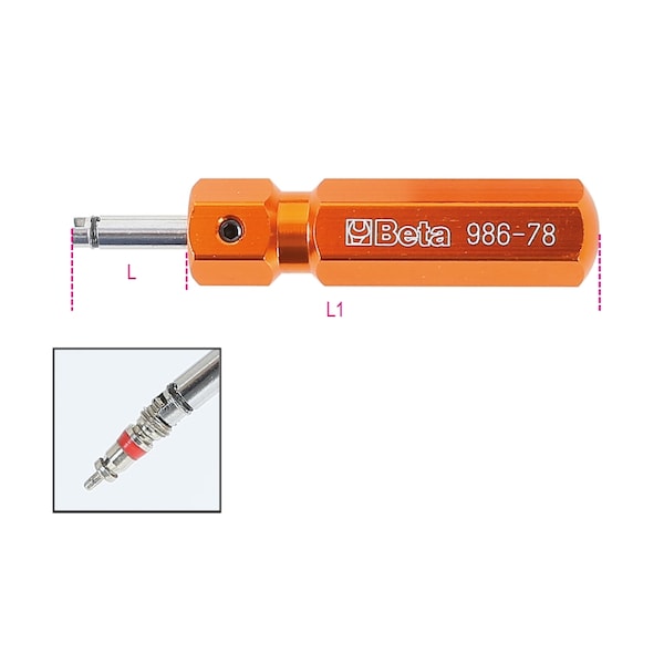 Beta 986 Tire Valve Screwdriver, 3inch Long - 009860078