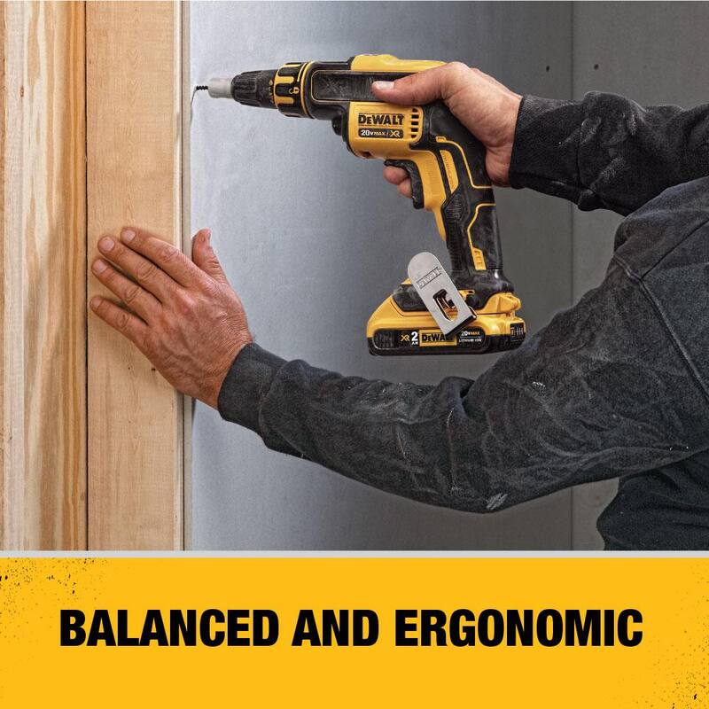 DEWALT 20V MAX XR Destornillador inalámbrico para tablarroca sin escobillas con adaptador para tornillos para tablarroca en avance (Herramienta únicamente) - DCF620D2DCF6202