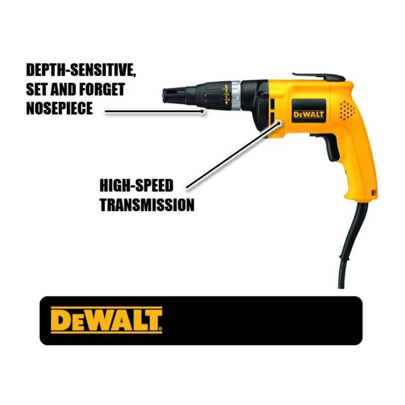DEWALT 5300 RPM Pistola de Tablaroca de Alta Velocidad de Velocidad Variable Reversible - DW255