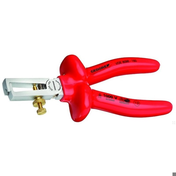 Gedore Ins Stripping Plies, 6-1/4", AWG 18-10, Handle Type: VDE Dipped - VDE 8098-160