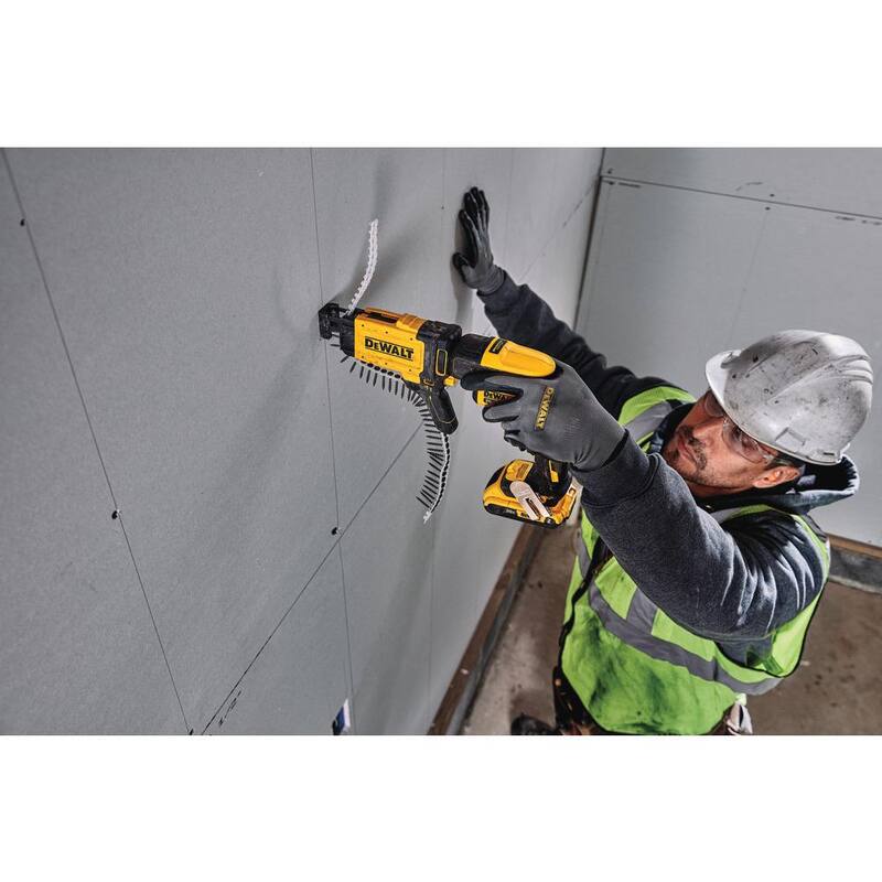 DEWALT 20V MAX XR Atornillador de Paneles de Yeso Inalámbrico con Motor sin Escobillas y Accesorio para Tiras, (2) Baterías de 20V 2.0Ah y Cargador - DCF620CM2