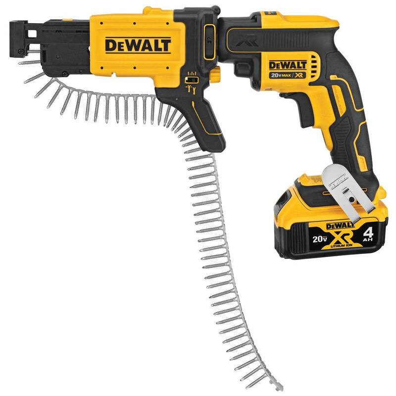 DEWALT 20V MAX XR Atornillador de Paneles de Yeso Inalámbrico con Motor sin Escobillas y Accesorio para Tiras, (2) Baterías de 20V 2.0Ah y Cargador - DCF620CM2