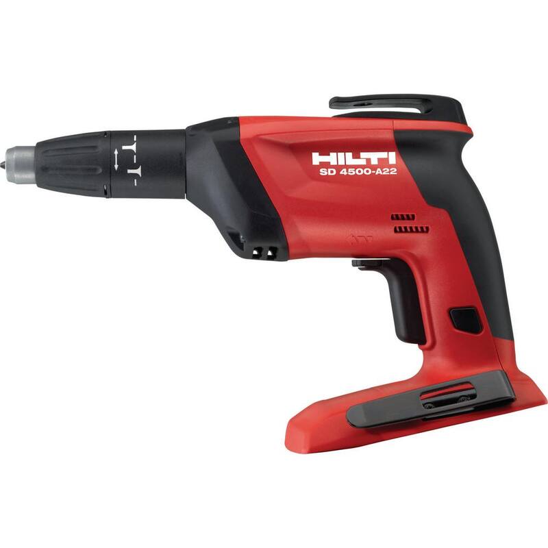 Juego de atornillador de paneles de yeso Hilti 22-Volt inalámbrico sin escobillas SD 4500 con cargador, (2) paquetes de baterías de 2.6 Ah, puntas y bolsa - 3661502