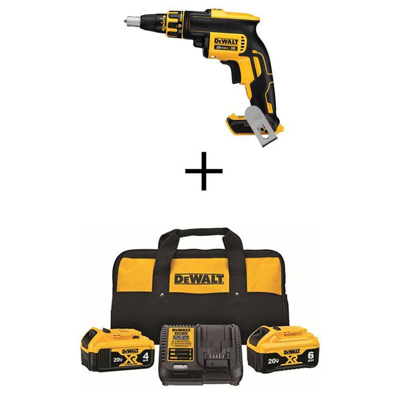 Atornillador inalámbrico para tablaroca sin escobillas DEWALT 20V MAX XR con (1) batería de 20V 6.0Ah, (1) batería de 20V 4.0Ah y cargador - DCF620BDCB246CK.