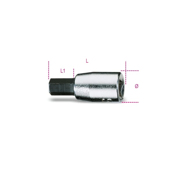 Beta 900ME 1/4 in Drive Hex Bit Socket, Metric 3 mm - 009000503