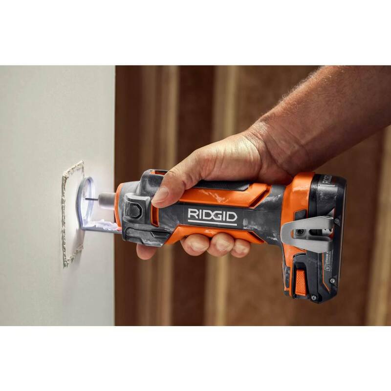 Atornillador inalámbrico RIDGID 18V sin escobillas para paneles de yeso con accesorio para cinta con herramienta para recorte de paneles de yeso de 18V (solo herramientas) - R86630B-R84730B.