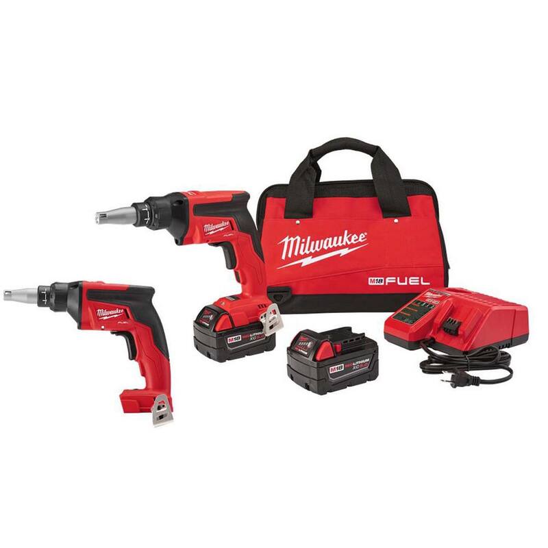 Juego de pistola inalámbrica para tornillos de yeso Milwaukee M18 FUEL de 18 voltios con batería de iones de litio sin escobillas y pistola para tornillos de yeso - 2866-22-2866-20.