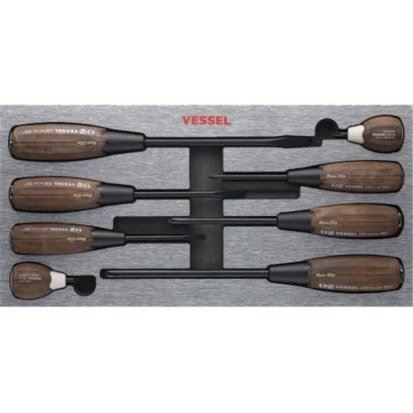Vessel Vessel VST-3308EVA Wood Compo Non-Slip Tang Thru Screwdriver Set; 8 Piece - VST-3308EVA