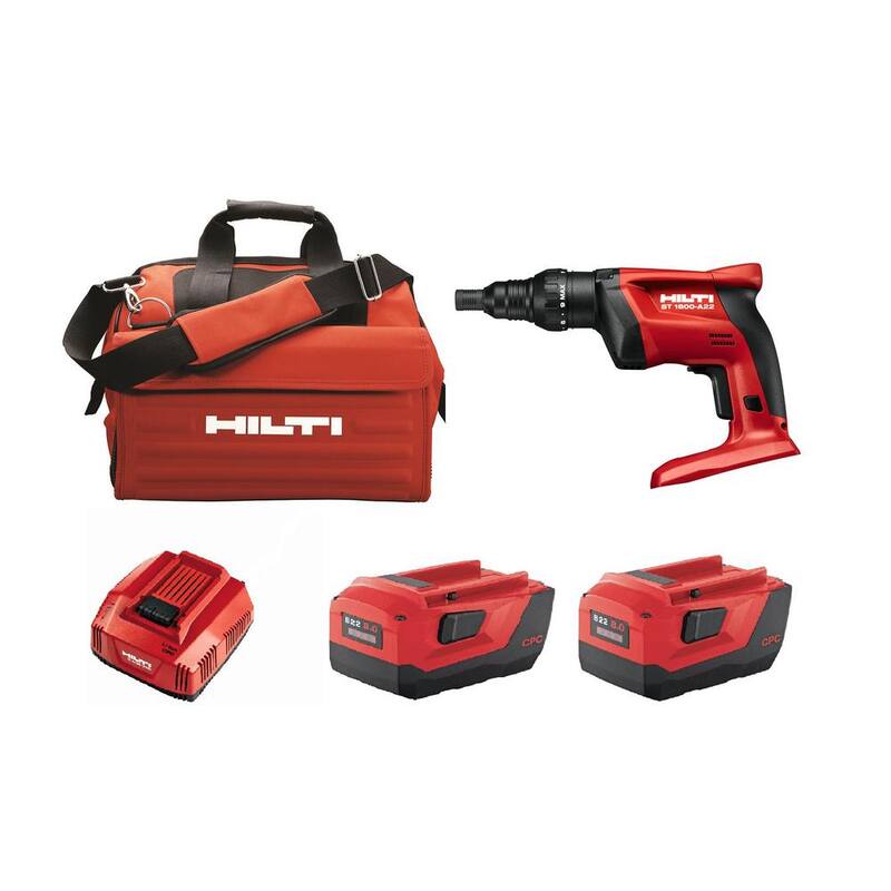 Atornillador inalámbrico compacto de metal Hilti ST 1800 A de 22 voltios con baterías de 8.0 Ah, cargador y estuche - 3628991