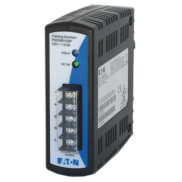 Eaton DC Power Supply, 100/240V AC, 12V DC, 30W, 2.50A, DIN Rail - PSG30E12SP