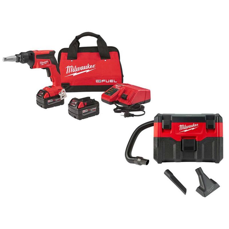 Milwaukee M18 FUEL 18V Kit de pistola atornilladora inalámbrica sin escobillas de litio con aspiradora húmeda/seca inalámbrica de 2 galones - 2866-22-0880-20.