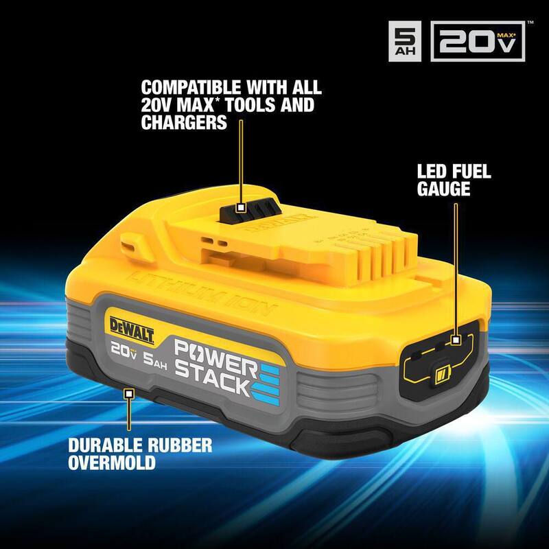 Desatornillador inalámbrico DEWALT XR 20V Max de ion de litio sin escobillas con batería Powerstack de 20V de ion de litio de 5.0 Ah - DCF630BWDCBP520.